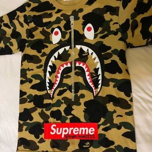 Bape Yellow Zip-up Shark Tee